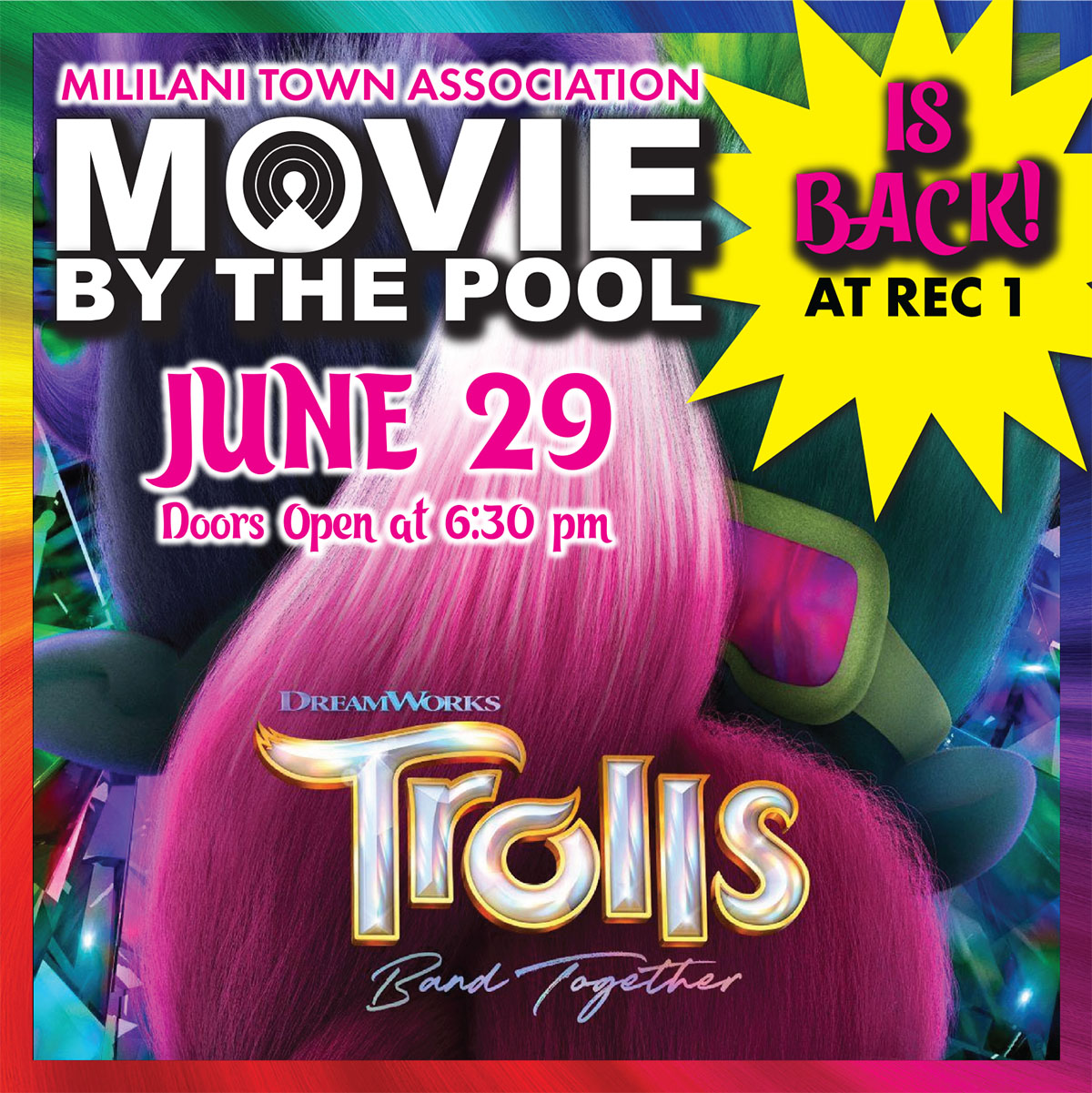 Mililani Town Association Movie by the Pool | Trolls Band Together