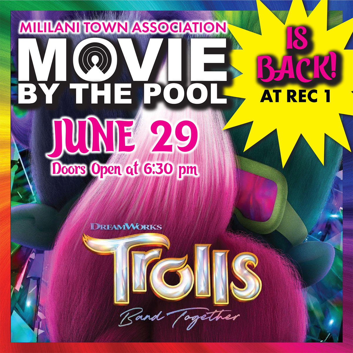 Mililani Town Association Movie by the Pool | Trolls Band Together